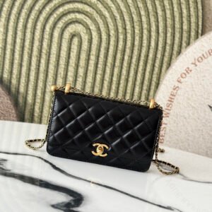 P580
New in stock: NEW Chane1 24C
The new version of the small golden ball double bead chain WOC returns
The double small gold bead chain design is absolutely beautiful~
The chain with drawstring-type adjustment design will not cause wear and tear on the leather strap after repeated testing. Various styles and shapes can be easily controlled in various carrying methods.
Absolutely amazing!
Leather: Exclusive Antiba zp smooth calfskin
No.: 66059 black
Size:12.3*19.2*3.5cm
7558083