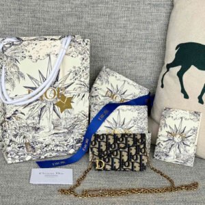 Chain version - such a mini, such a cute shoulder bag❤️D’s new saddle card bag is shipped! It’s a small one and can hold a dozen cards and a few cash, which is enough for today’s people! The retro classic Oblique print, paired with exquisite hot stamping accessories "D" lettering, adds a modern style to the whole, with a retro feel and a full sense of fashion... Style number 5611, size: 10.5*7