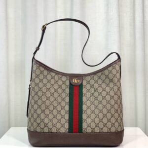 p700 ❤️❤️💫💫Ophidia series GG medium shoulder bag, beige and ebony with brown leather piping, cotton and linen lining, with adjustable shoulder straps, a zipper bag inside, magnetic snap closure, model number 781392 brown, size 34X32X17～[Rose][Rose]